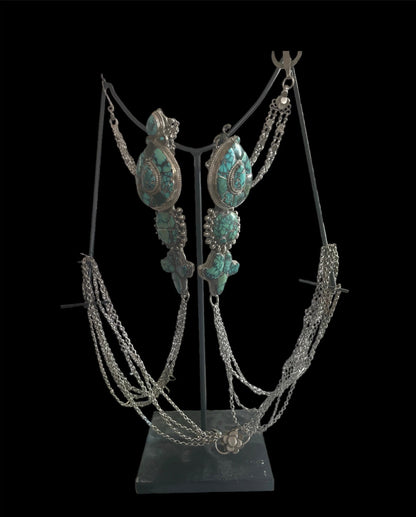 A pair of antique Tibetan earrings -aykhor