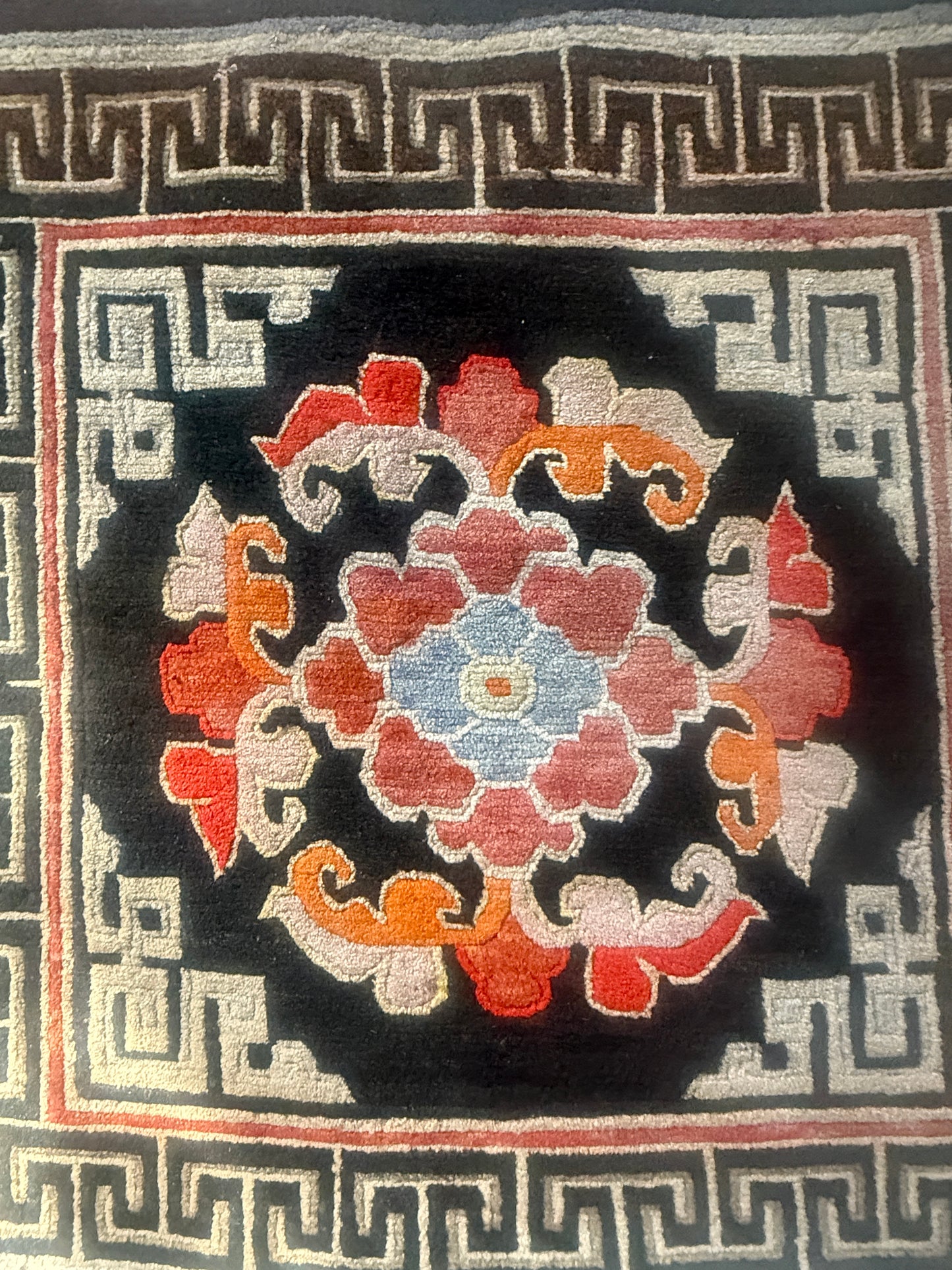 Antique throne seat rug