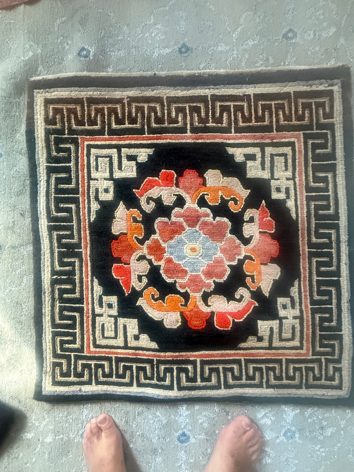 Antique throne seat rug