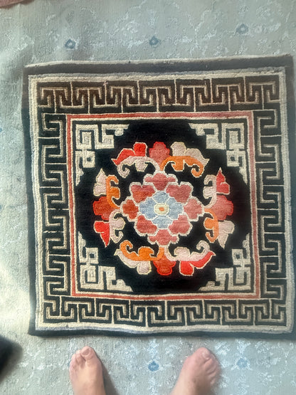 Antique throne seat rug