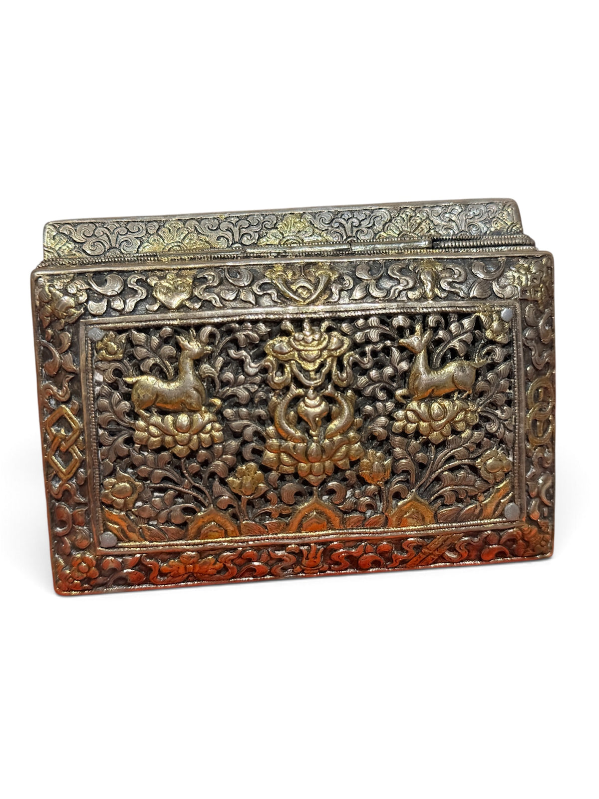 An antique Bhutanese betel nut silver box