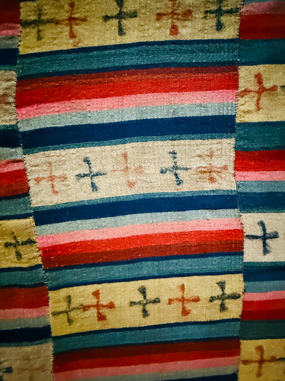 Antique Tibetan Nambu Wool Blanket c1900 Bhutanese Wrap Textile 4'5" x 7'10"