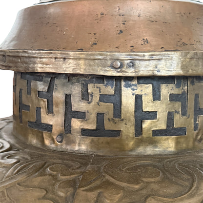 Large Antique Tibetan Copper Brass Water Storage Vessel Ritual Jar 42"