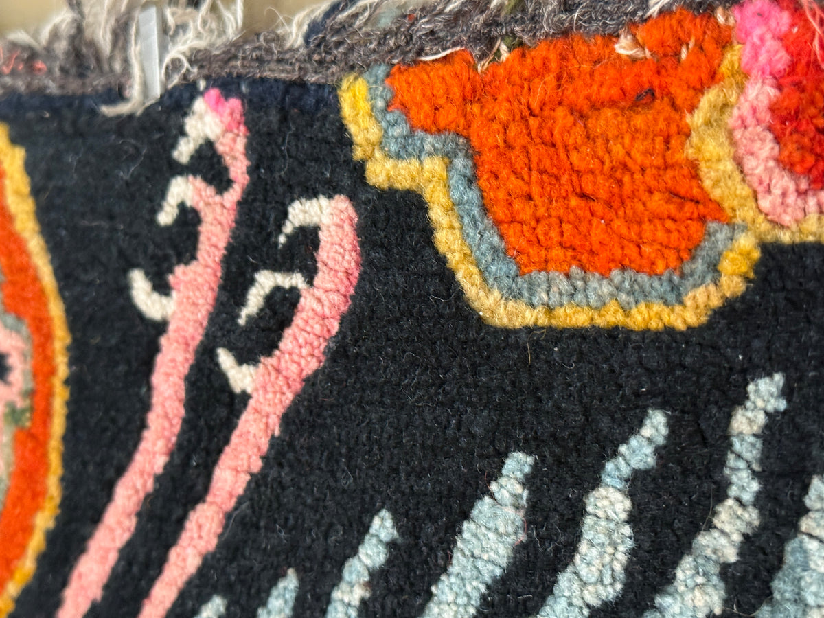 Early 20th C., antique Tibetan dragon rug