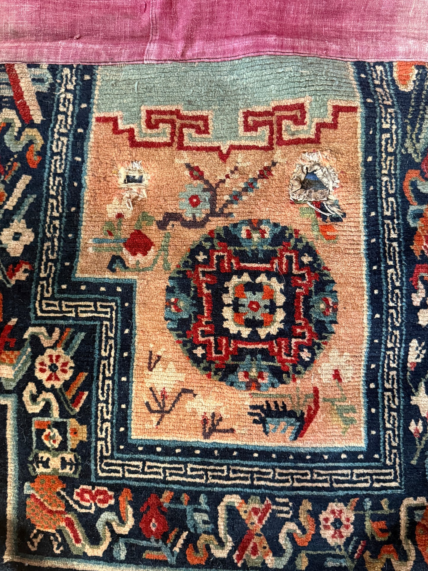 Antique Tibetan saddle rug