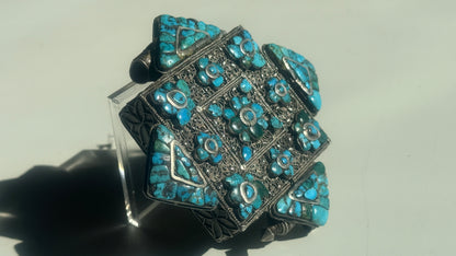Antique Tibetan silver and turquoise ghau