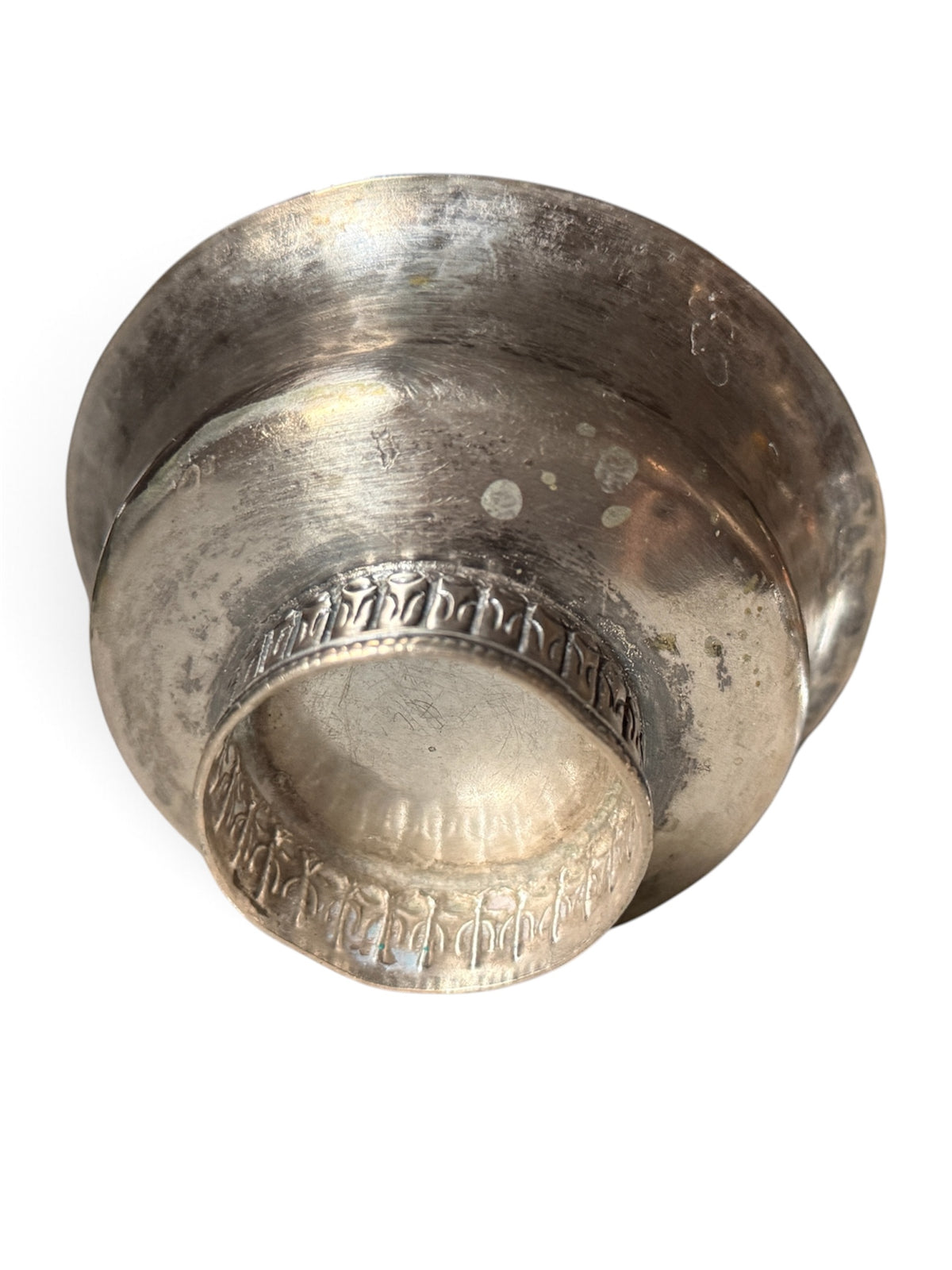 Antique Tibetan Solid Silver Offering Bowl Himalayan Pedestal Bowl