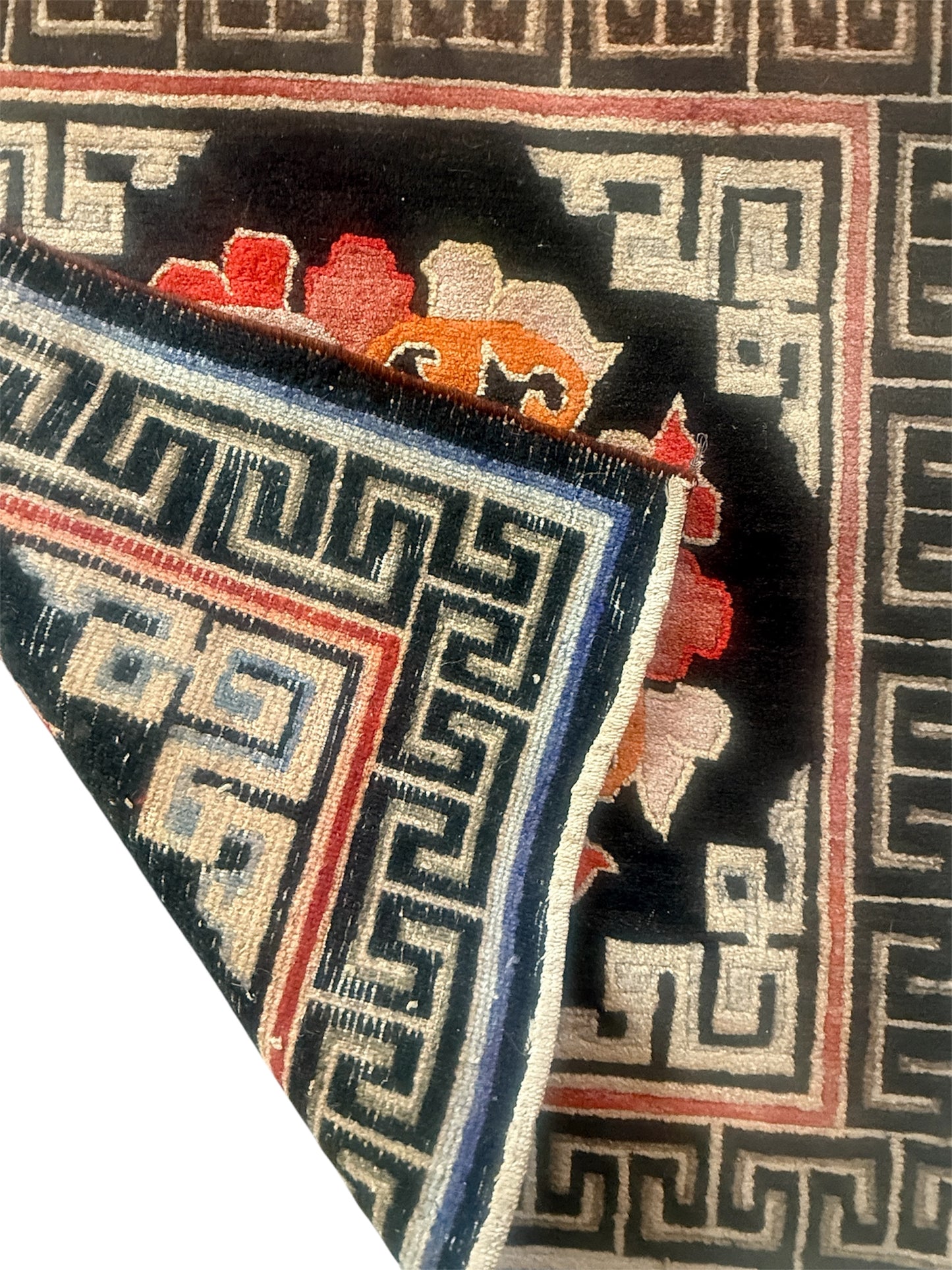 Antique throne seat rug