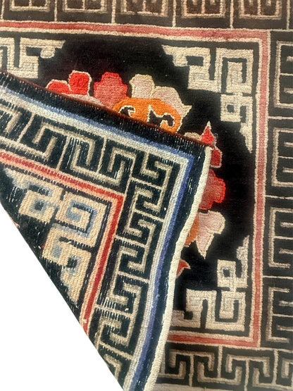 Antique throne seat rug