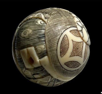 Two antique Japanese bone ojime beads