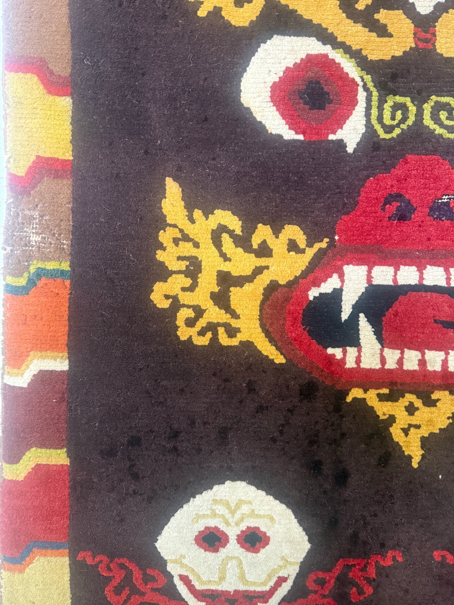 A mid 20th C.,vintage Tibetan religious rug   rug