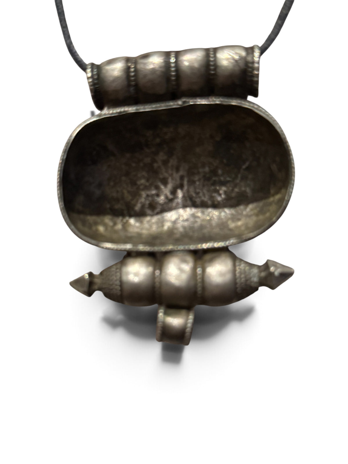 Antique Tibetan Silver Ghau Pendant with Turquoise Stones