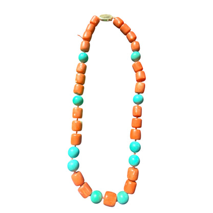 A coral and turquoise bead necklace