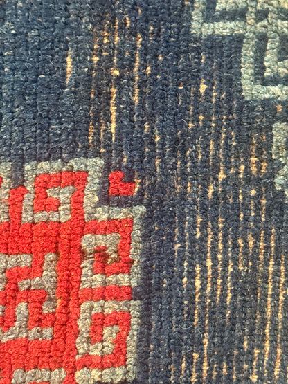 Antique Tibetan Indigo seat rug