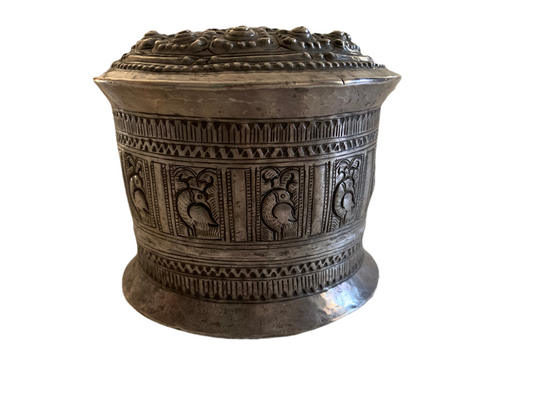 An antique silver incense box with lid