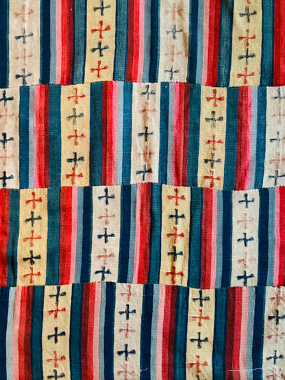 Antique Tibetan Nambu Wool Blanket c1900 Bhutanese Wrap Textile 4'5" x 7'10"