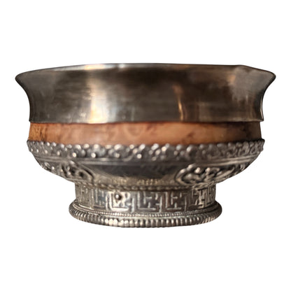 Antique Tibetan Burlwood Silver Mounted Offering Bowl Himalayan Cup (Copy)