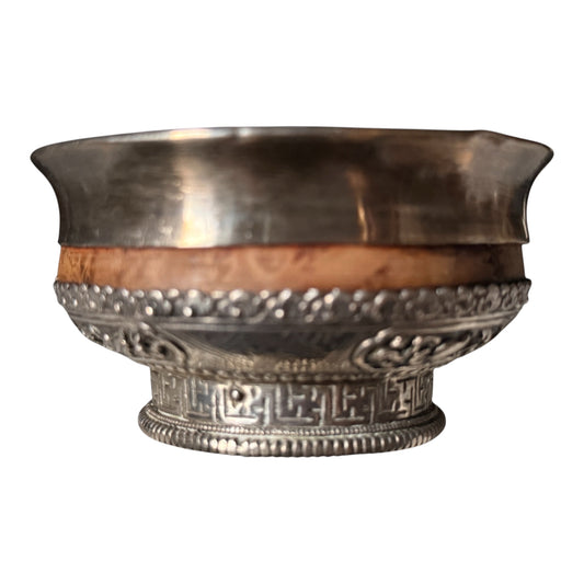 Antique Tibetan Burlwood Silver Mounted Offering Bowl Himalayan Cup (Copy)