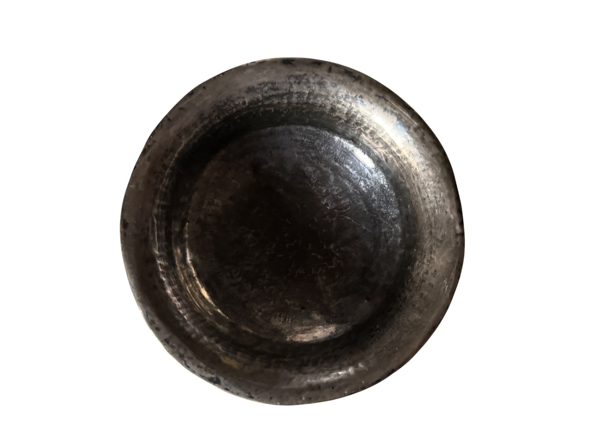 Antique Tibetan Burlwood Silver Mounted Offering Bowl Himalayan Pedestal Cup