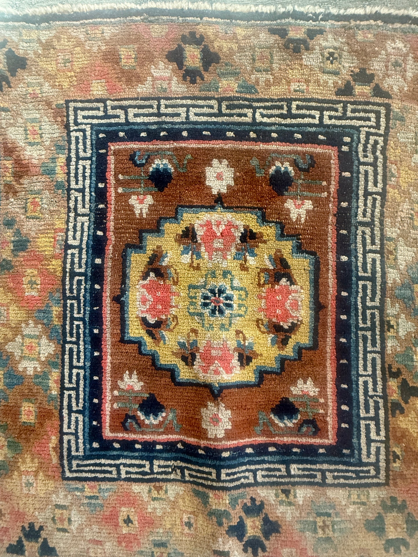 Antique meditation seat rug