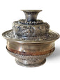 Antique Tibetan Silver Ritual Cup Lid | Dragon & Phoenix Motif | Himalayan Buddhist Art (LID ONLY, CUP NOT INCLUDED)