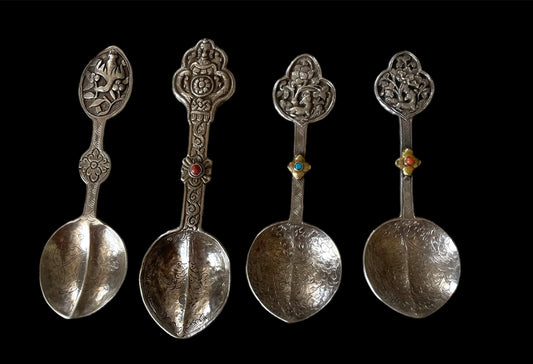 Antique Tibetan silver spoons