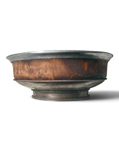 Antique Tibetan Burlwood and Silver Bowl