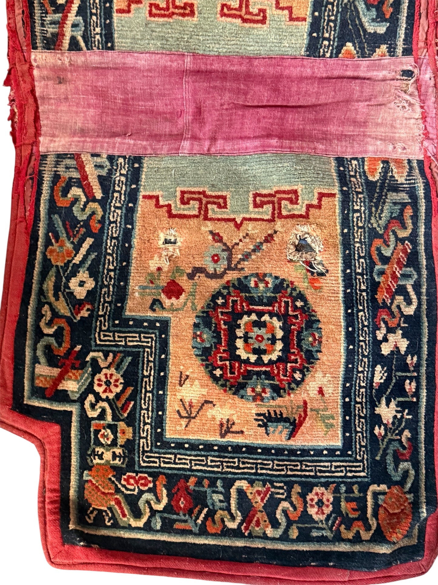 Antique Tibetan saddle rug