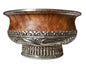 Antique Tibetan Burlwood Silver Mounted Offering Bowl Himalayan Pedestal Bowl