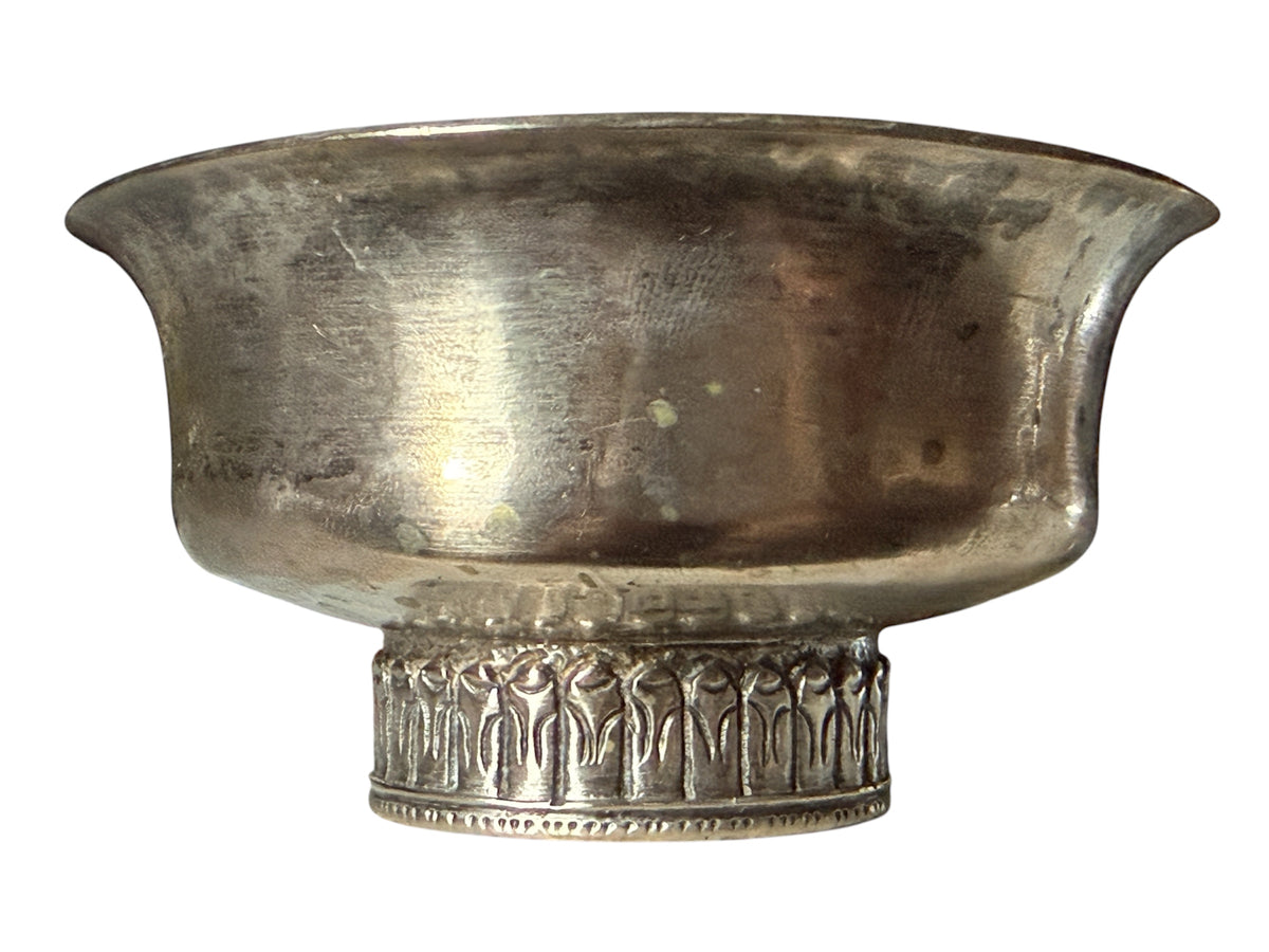 Antique Tibetan Solid Silver Offering Bowl Himalayan Pedestal Bowl