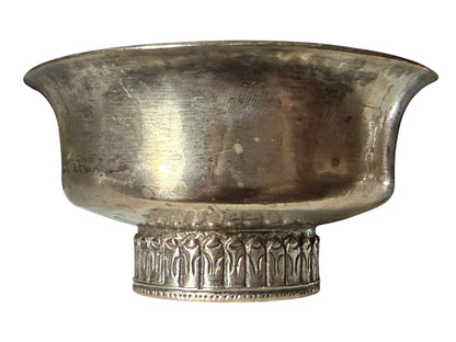 Antique Tibetan Solid Silver Offering Bowl Himalayan Pedestal Bowl