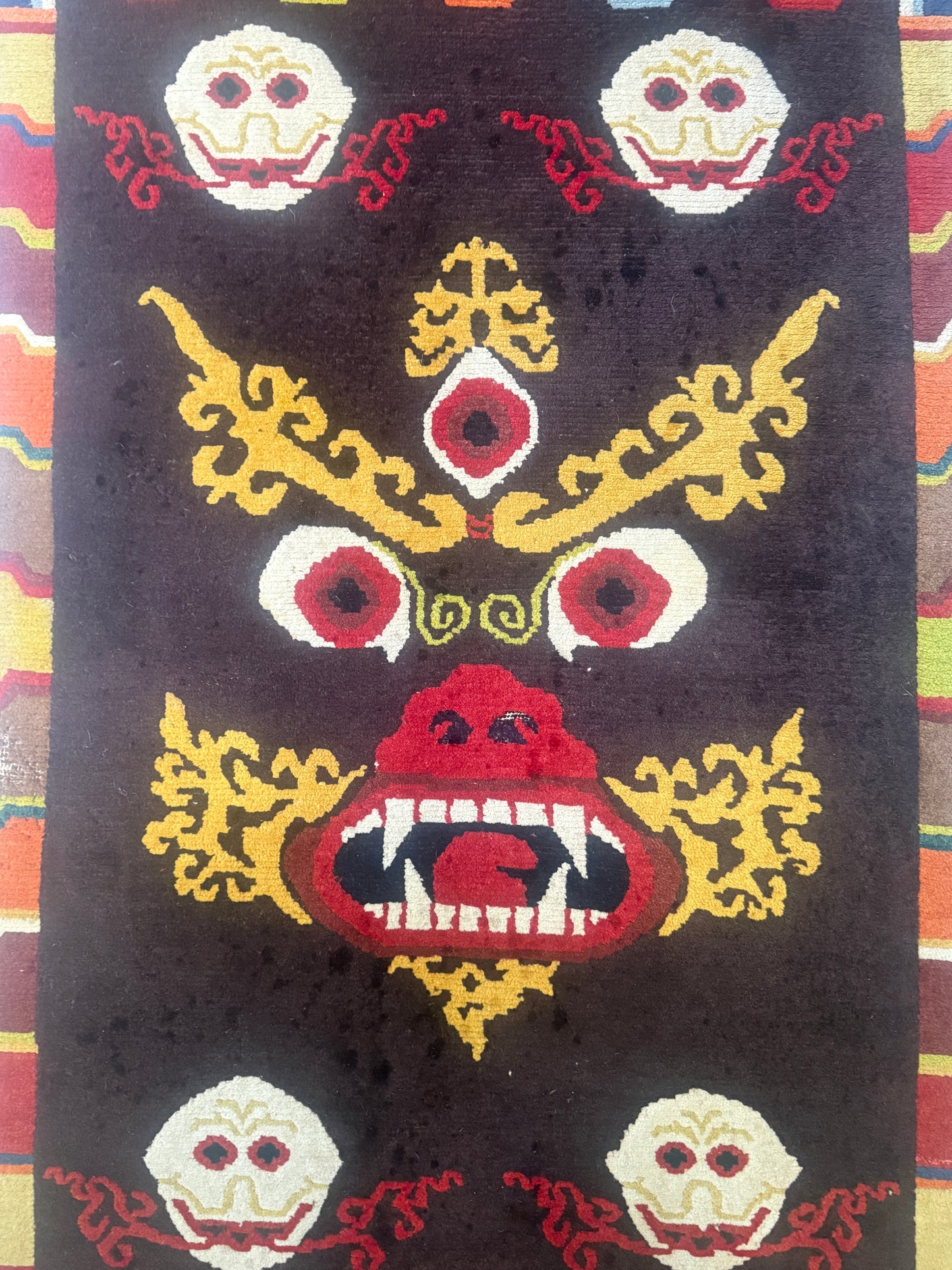A mid 20th C.,vintage Tibetan religious rug   rug
