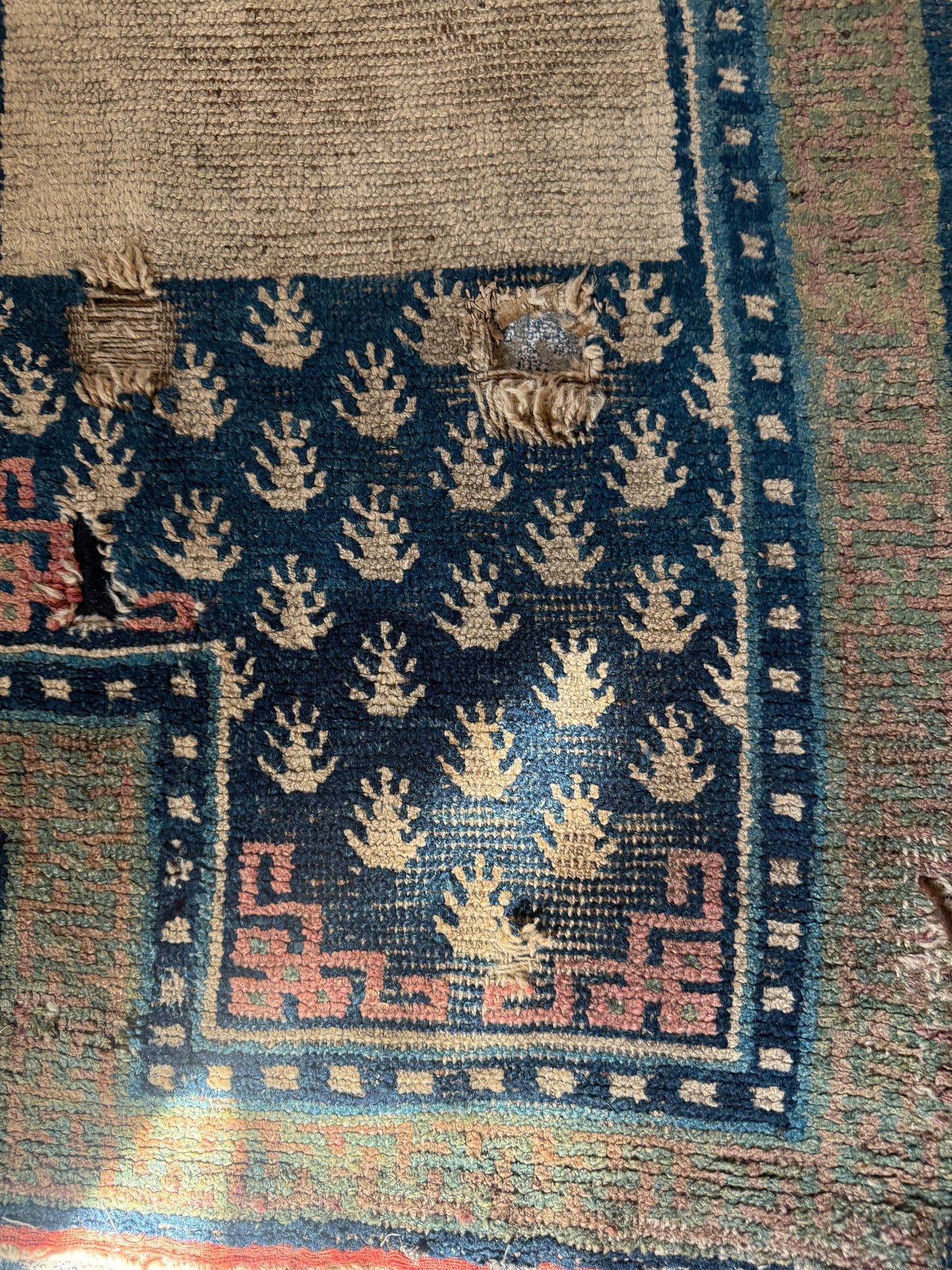 An antique mid 19th C saddle blanket/rug
