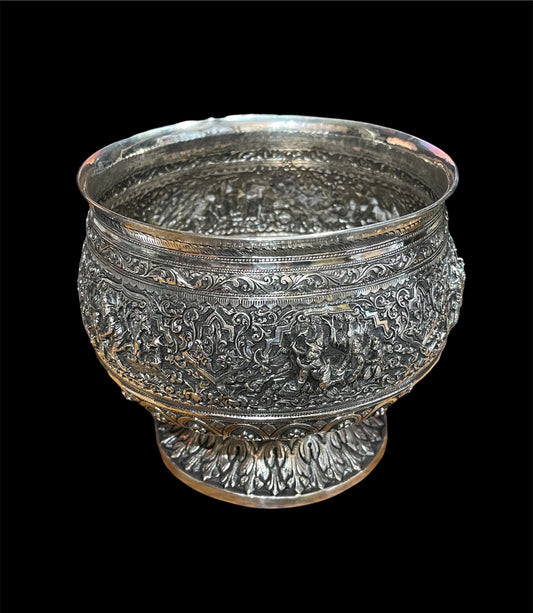 A silver rice bowl