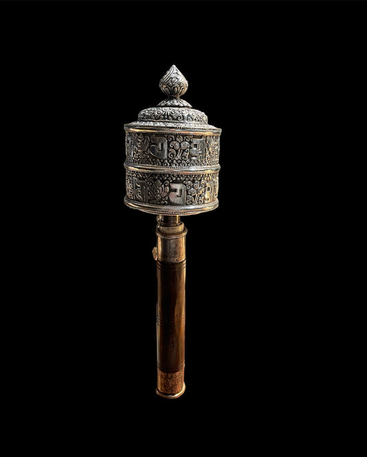 Vintage Tibetan silver prayer wheel