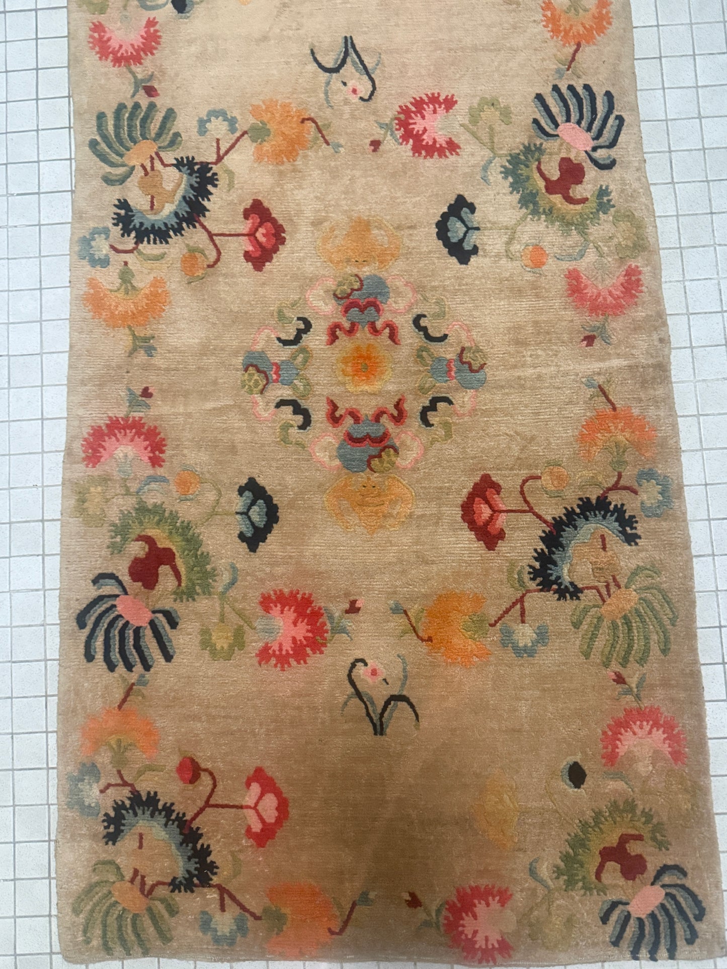 A mid 20th C., Tibetan modern floral  rug