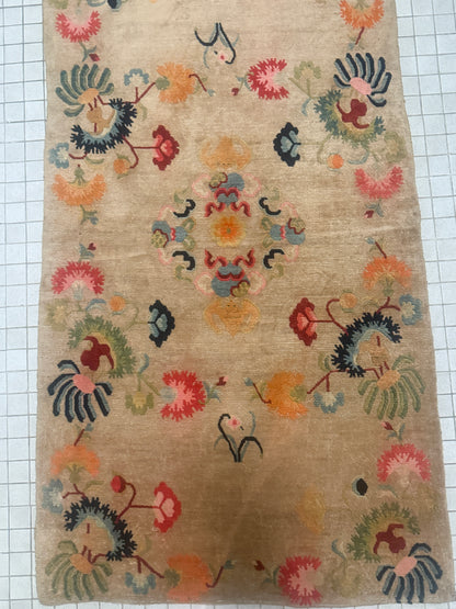 A mid 20th C., Tibetan modern floral  rug