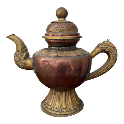 Antique Tibetan Copper Brass Dragon Handle Teapot Ritual Ewer Himalayan