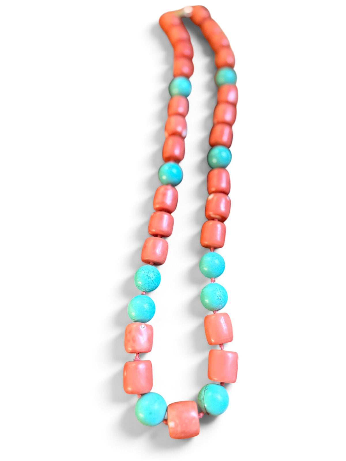 A coral and turquoise bead necklace