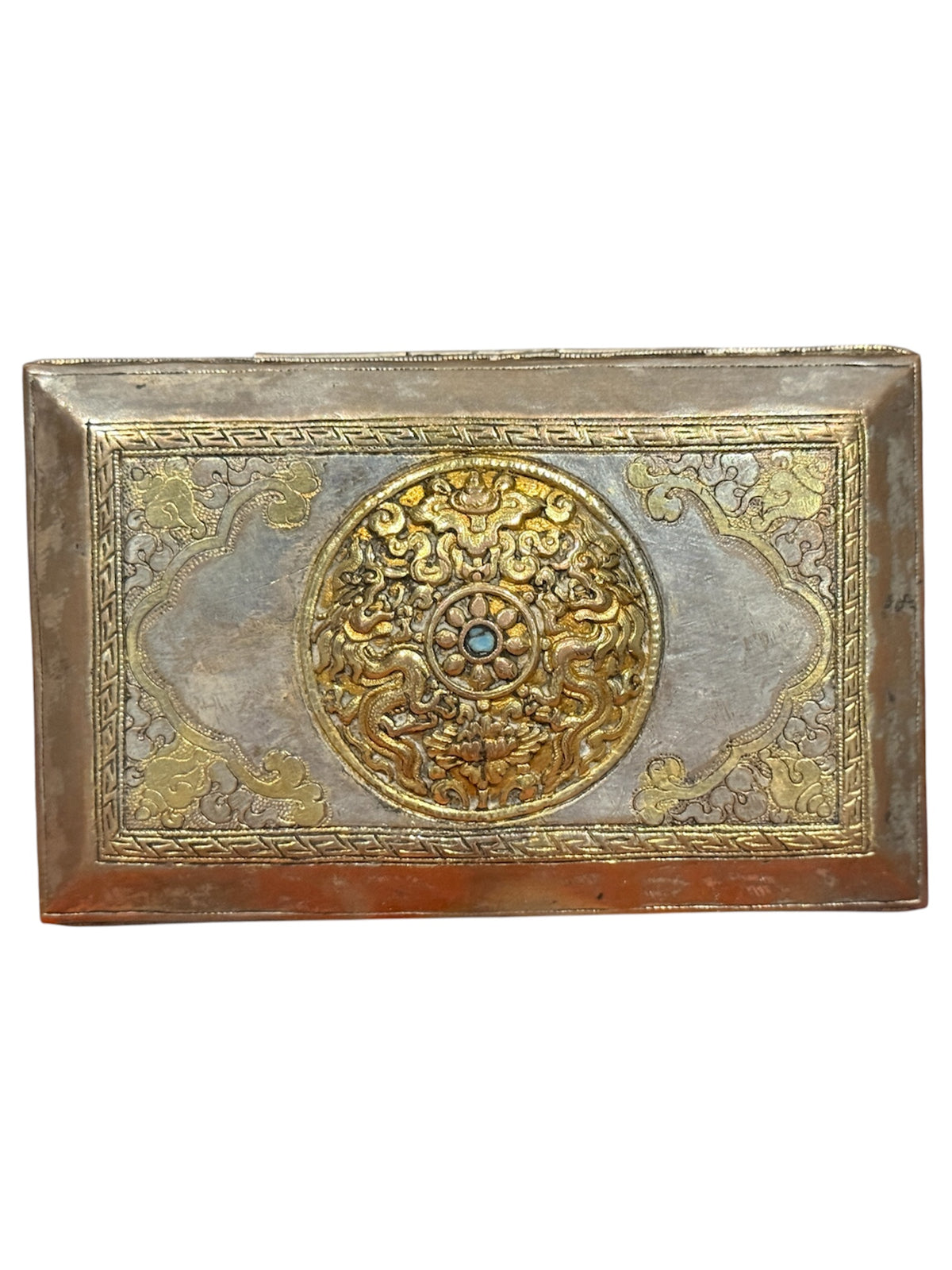 Antique silver and gilded silver Bhutanese betel nut box