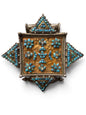 Large Antique Tibetan Silver Women's Ghau Pendant with Gold Sheet and Turquoise Inlay