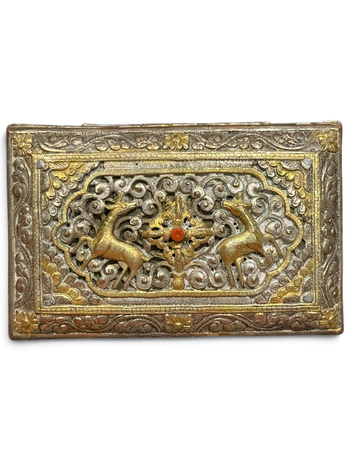 Antique silver and gilded silver Bhutanese betel nut box