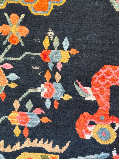 Early 20th C., antique Tibetan dragon rug