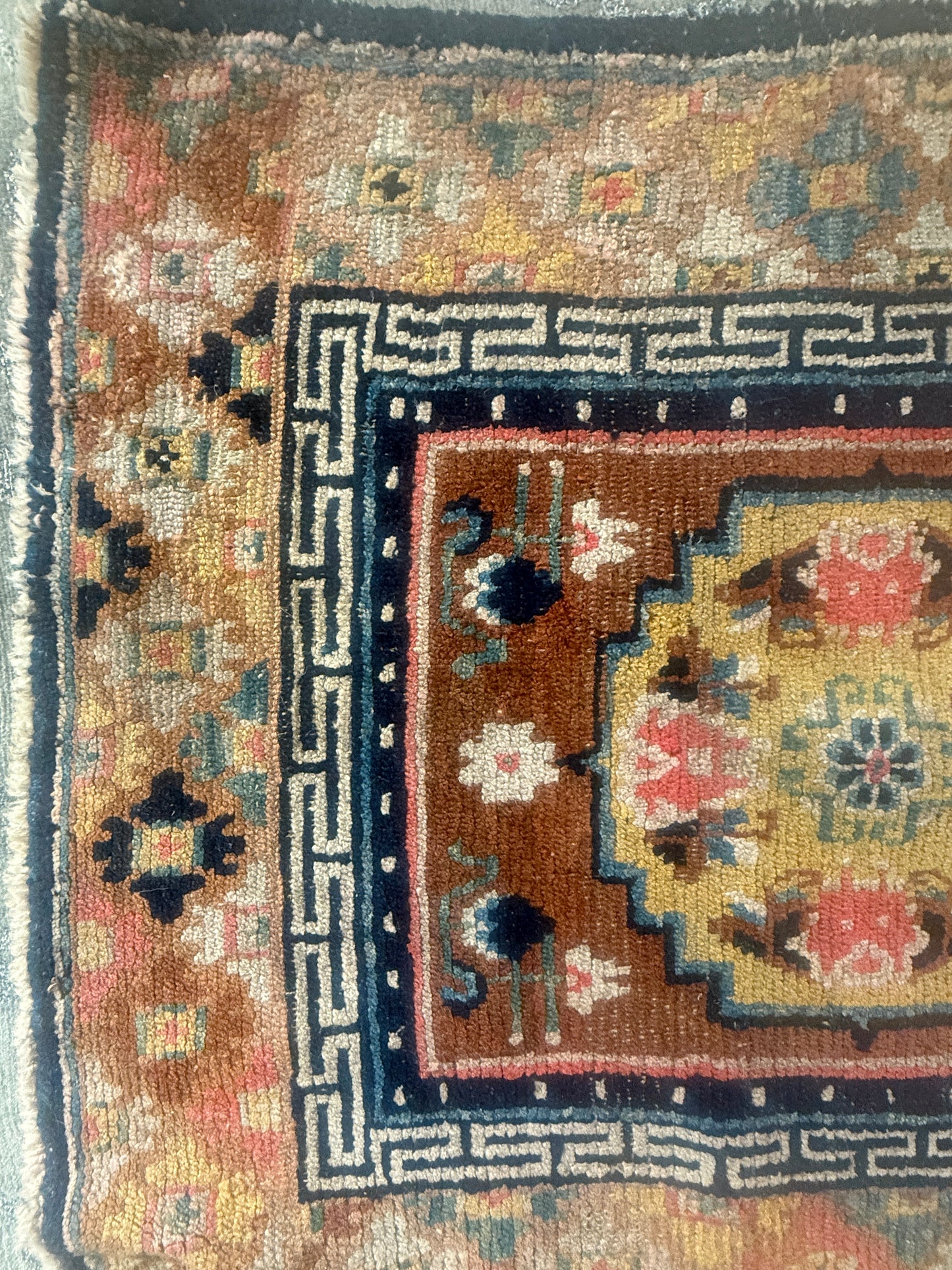 Antique meditation seat rug