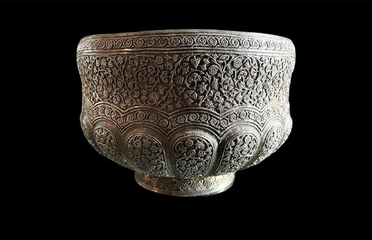 An antique (19th C) large Indian silver bowl