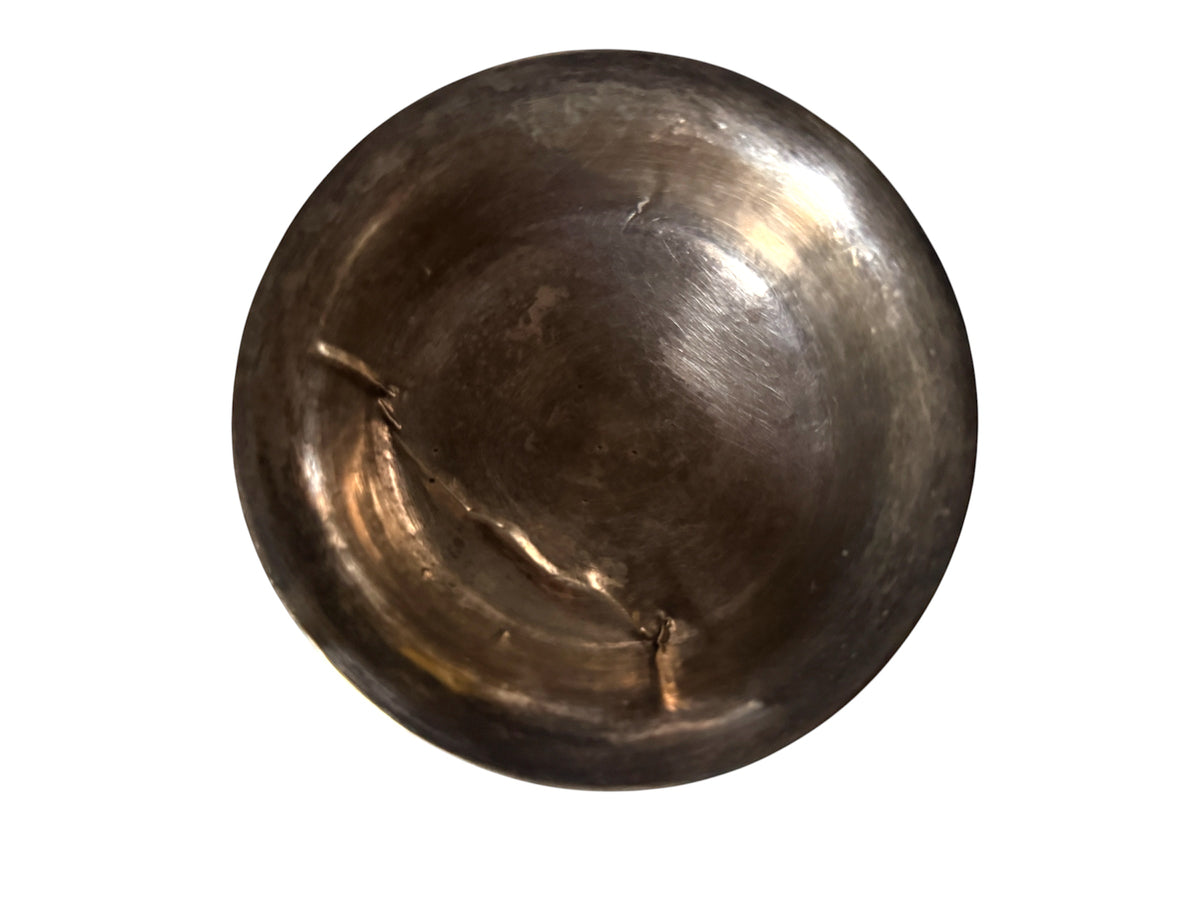 Antique Tibetan Burlwood Silver Mounted Offering Bowl Himalayan Cup