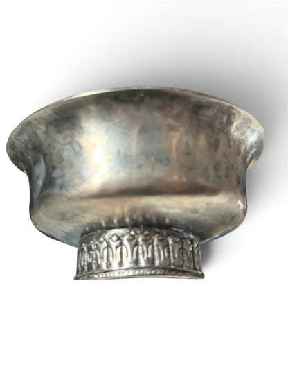 Antique Tibetan Solid Silver Offering Bowl Himalayan Pedestal Bowl