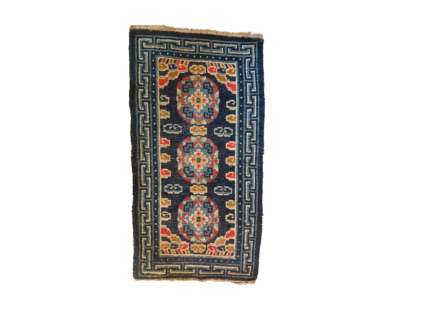Antique 19th Century navy blue Tibetan woolen rug