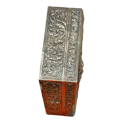An antique Thai cigar silver box