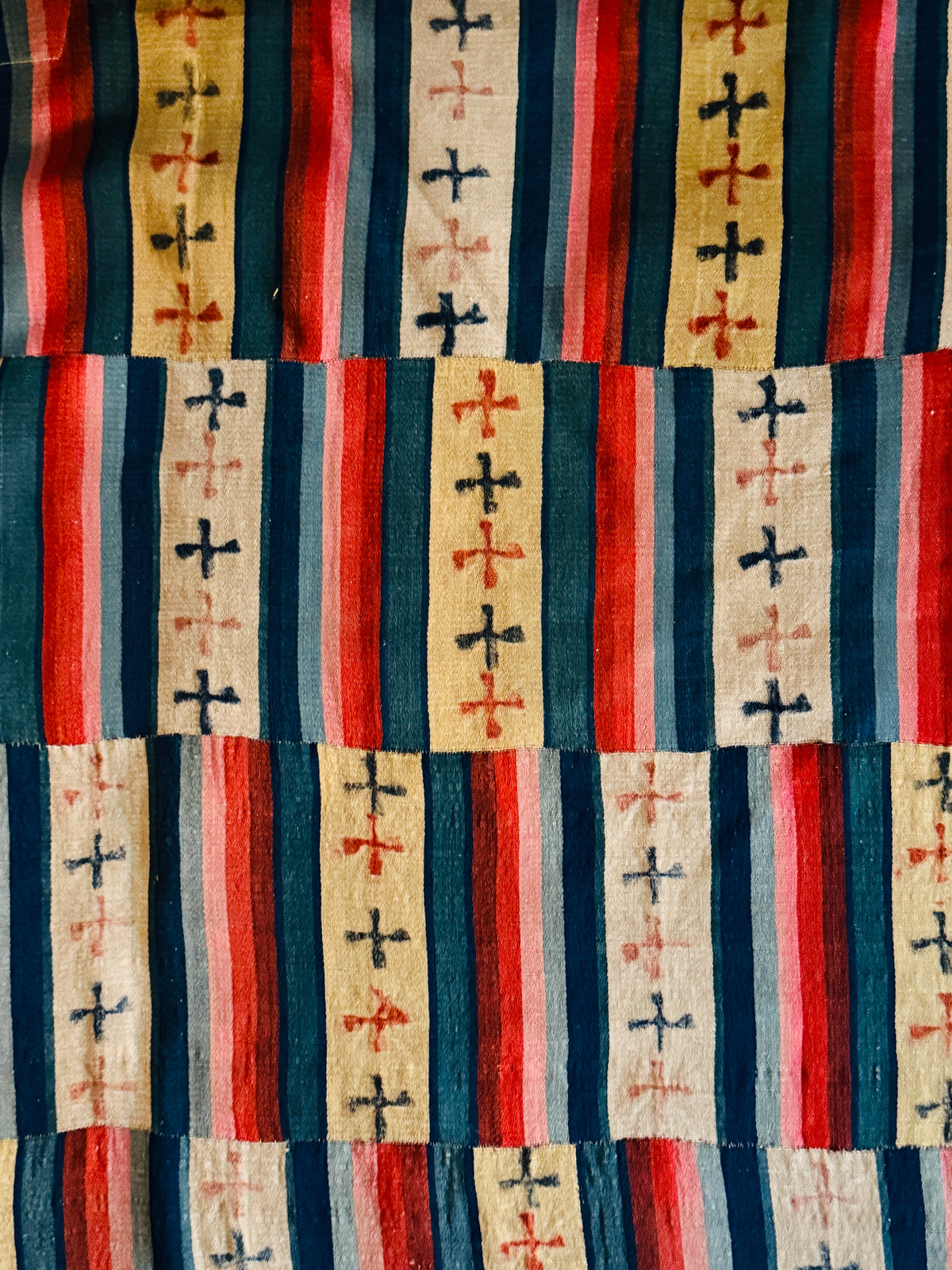 Antique Tibetan Nambu Wool Blanket c1900 Bhutanese Wrap Textile 4'5" x 7'10"